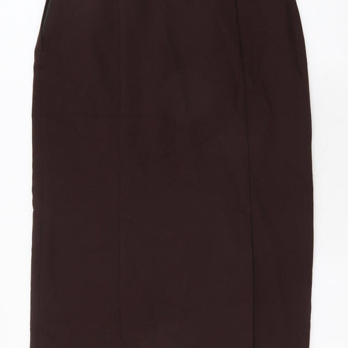 Essentials Womens Brown Polyester Straight & Pencil Skirt Size M Zip