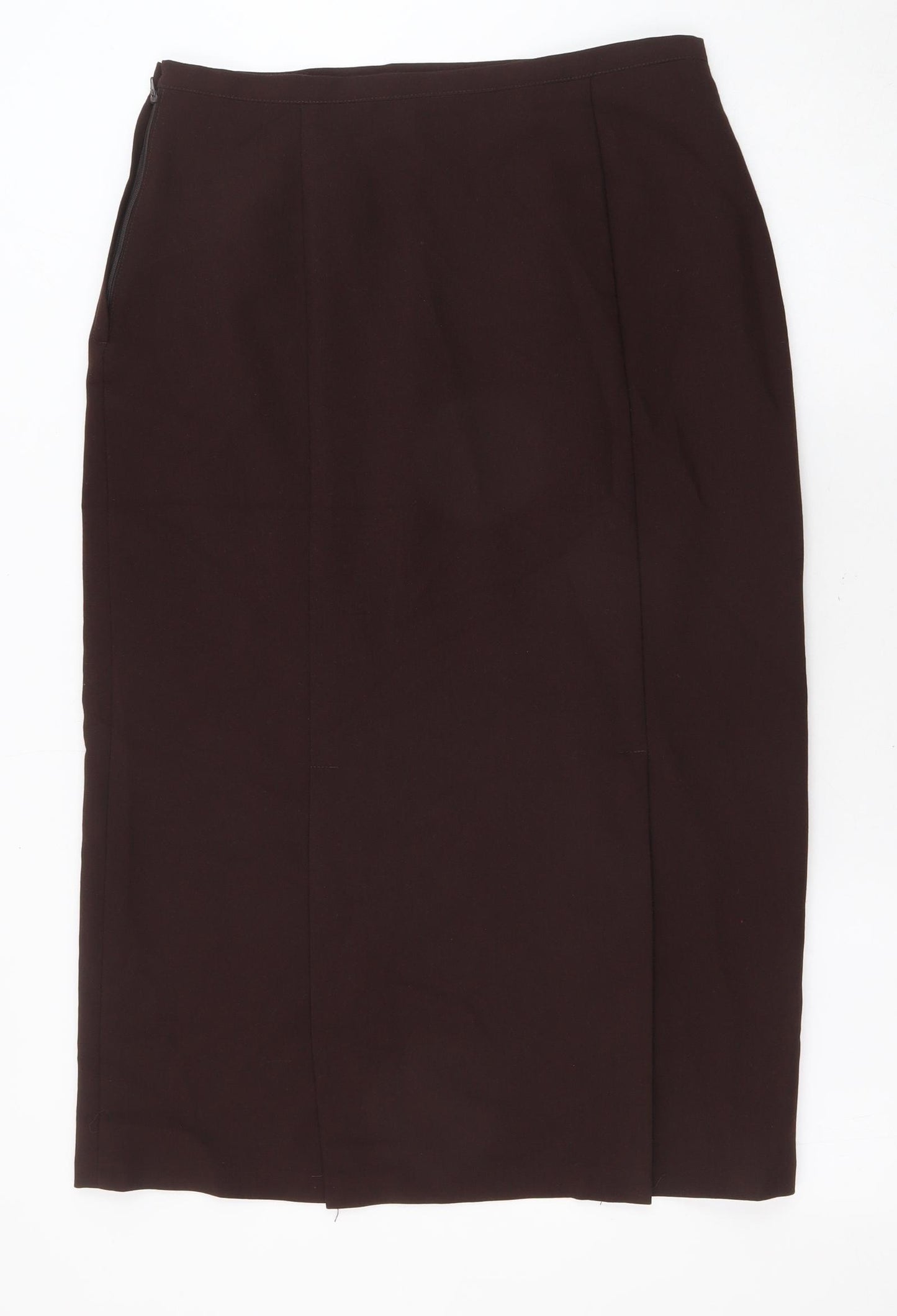 Essentials Womens Brown Polyester Straight & Pencil Skirt Size M Zip
