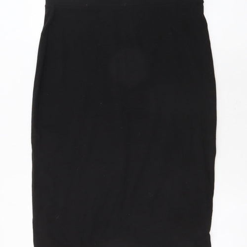 Divided Womens Black Cotton Straight & Pencil Skirt Size L Zip