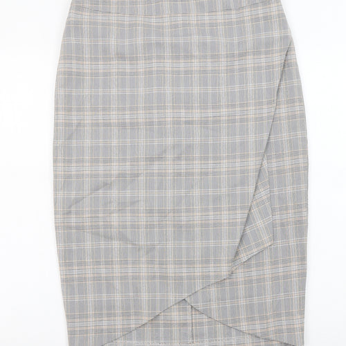 Oasis Womens Grey Plaid Polyester Straight & Pencil Skirt Size 12 Zip