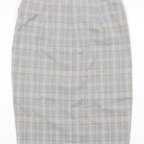 Oasis Womens Grey Plaid Polyester Straight & Pencil Skirt Size 12 Zip