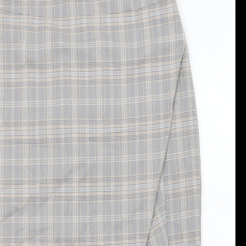 Oasis Womens Grey Plaid Polyester Straight & Pencil Skirt Size 12 Zip
