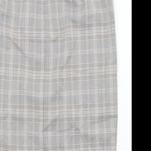 Oasis Womens Grey Plaid Polyester Straight & Pencil Skirt Size 12 Zip