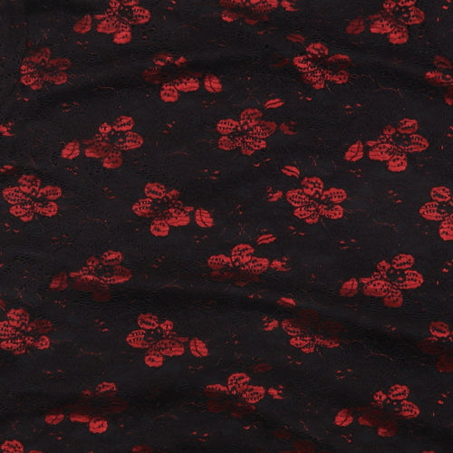 Just Elegance Womens Black Floral Nylon Basic Blouse Size 20 Round Neck