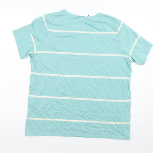 Autograph Womens Blue Striped Lyocell Basic T-Shirt Size 14 Crew Neck