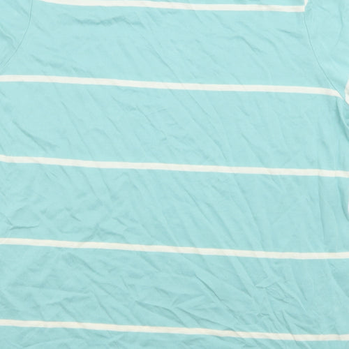 Autograph Womens Blue Striped Lyocell Basic T-Shirt Size 14 Crew Neck