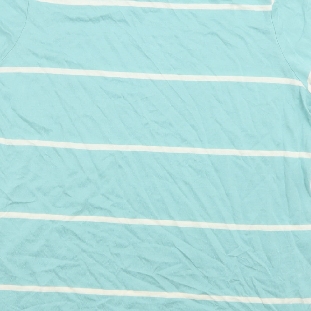 Autograph Womens Blue Striped Lyocell Basic T-Shirt Size 14 Crew Neck