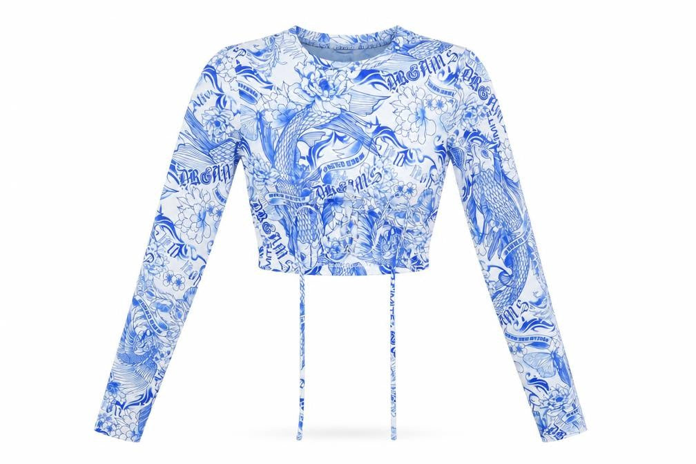 Bershka Womens White Geometric Polyester Cropped Blouse Size XS Round Neck