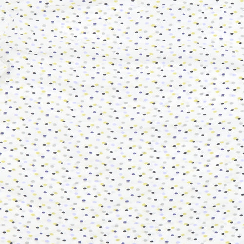 Classic Womens White Polka Dot Polyester Basic Blouse Size 14 Round Neck - Sheer