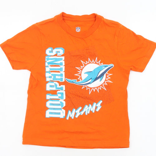 NFL Boys Orange Cotton Basic T-Shirt Size 5-6 Years Crew Neck Pullover - Miami Dolphins, NFL