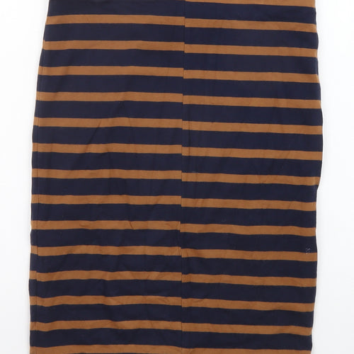 H&M Womens Blue Striped Cotton Straight & Pencil Skirt Size S