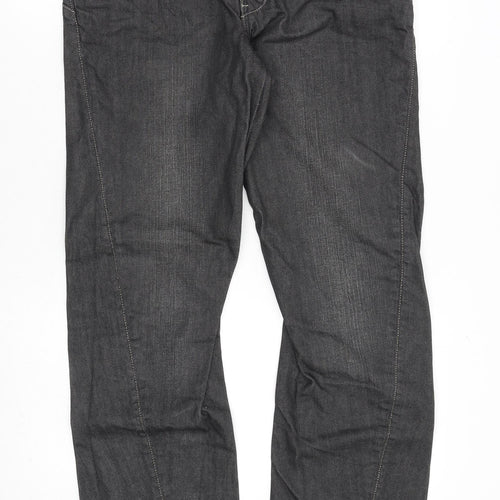 Topman Mens Grey Cotton Straight Jeans Size 32 in L30 in Regular Zip