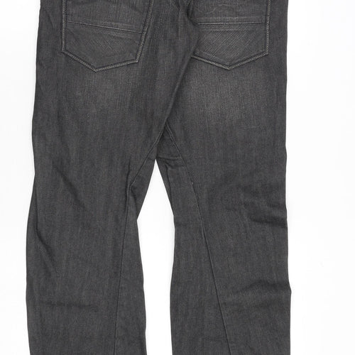 Topman Mens Grey Cotton Straight Jeans Size 32 in L30 in Regular Zip