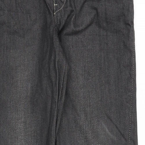 Topman Mens Grey Cotton Straight Jeans Size 32 in L30 in Regular Zip