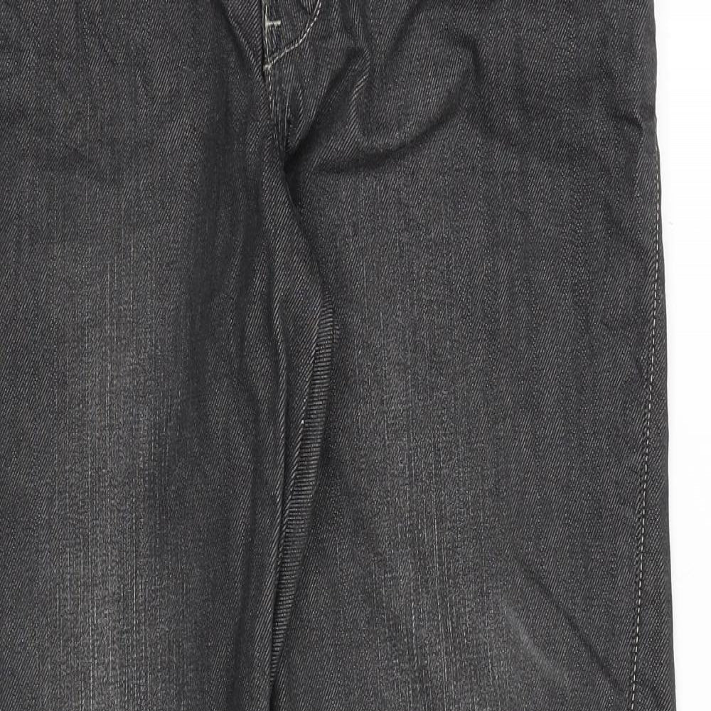Topman Mens Grey Cotton Straight Jeans Size 32 in L30 in Regular Zip
