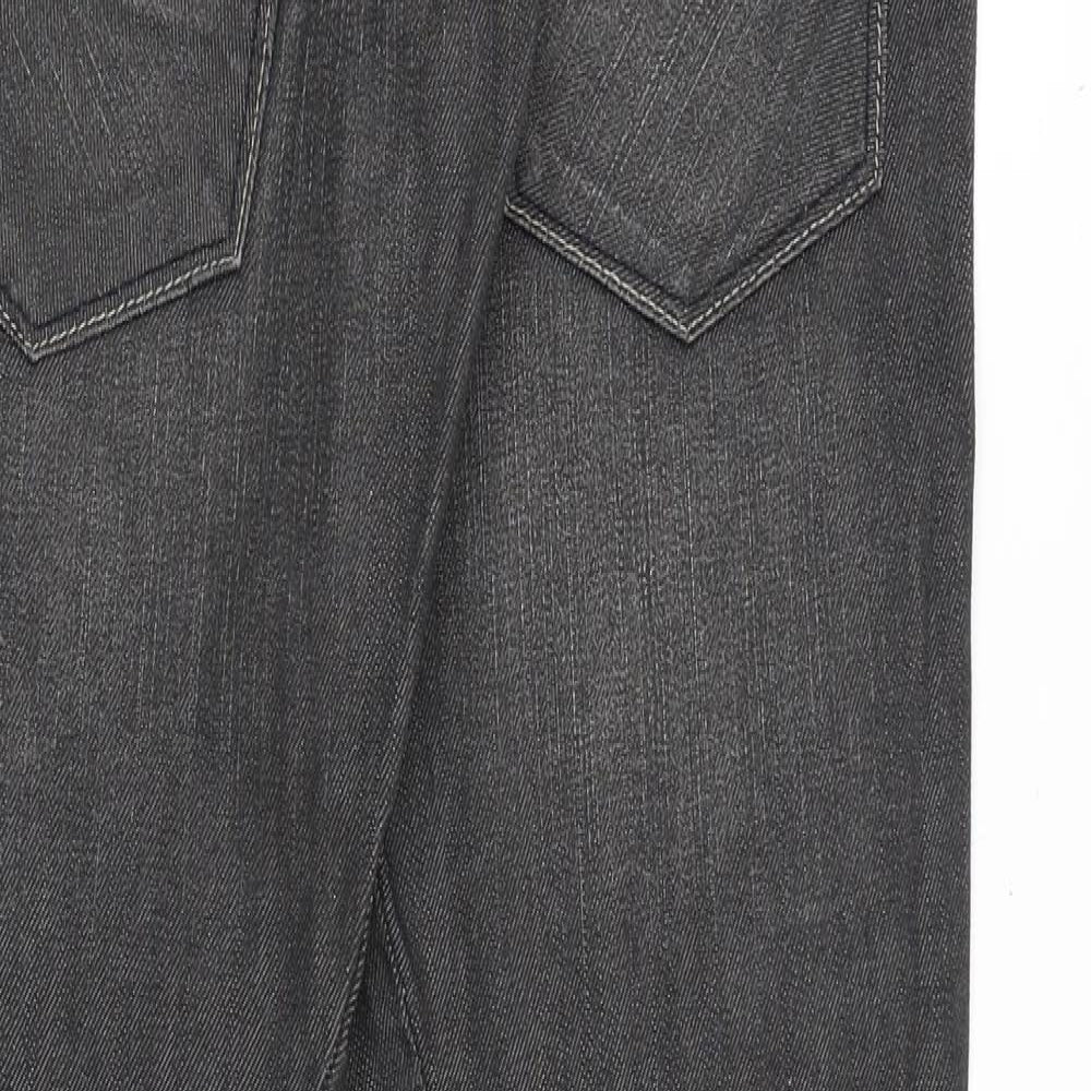 Topman Mens Grey Cotton Straight Jeans Size 32 in L30 in Regular Zip