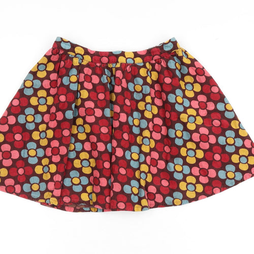 Indigo Girls Brown Floral 100% Cotton A-Line Skirt Size 5-6 Years Regular Pull On