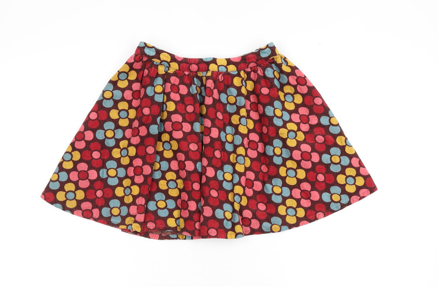 Indigo Girls Brown Floral 100% Cotton A-Line Skirt Size 5-6 Years Regular Pull On