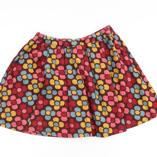 Indigo Girls Brown Floral 100% Cotton A-Line Skirt Size 5-6 Years Regular Pull On