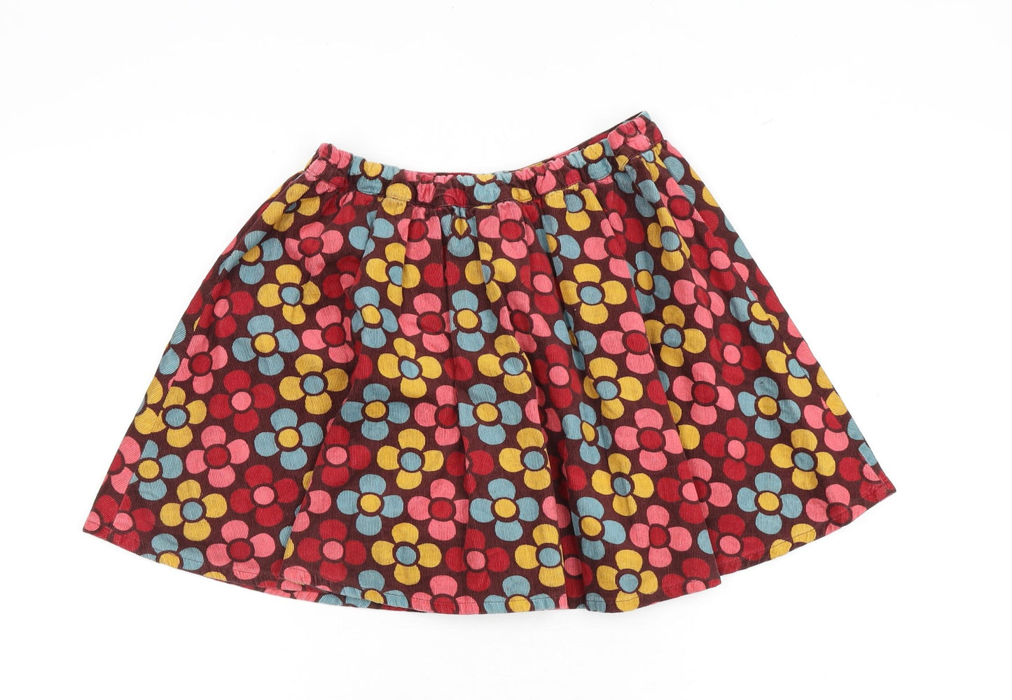 Indigo Girls Brown Floral 100% Cotton A-Line Skirt Size 5-6 Years Regular Pull On
