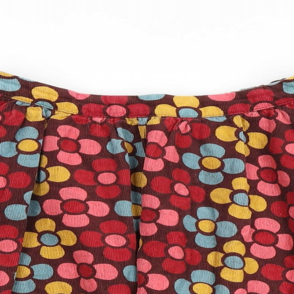 Indigo Girls Brown Floral 100% Cotton A-Line Skirt Size 5-6 Years Regular Pull On