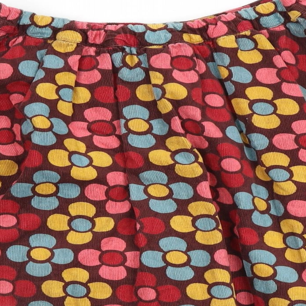 Indigo Girls Brown Floral 100% Cotton A-Line Skirt Size 5-6 Years Regular Pull On