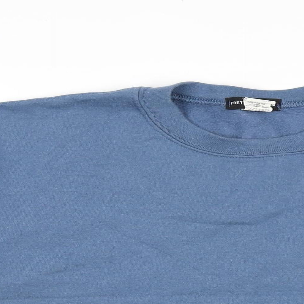 PRETTYLITTLETHING Womens Blue Cotton Pullover Sweatshirt Size M Pullover