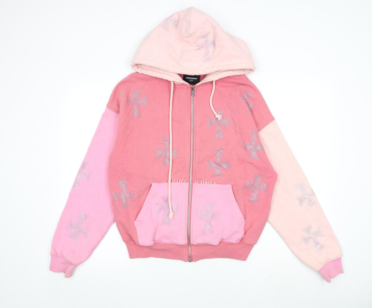 Unknown Womens Pink 100% Cotton Full Zip Hoodie Size M Zip