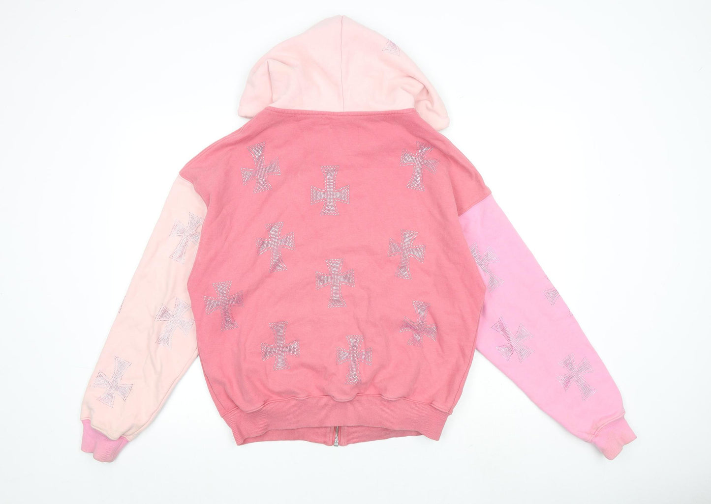 Unknown Womens Pink 100% Cotton Full Zip Hoodie Size M Zip