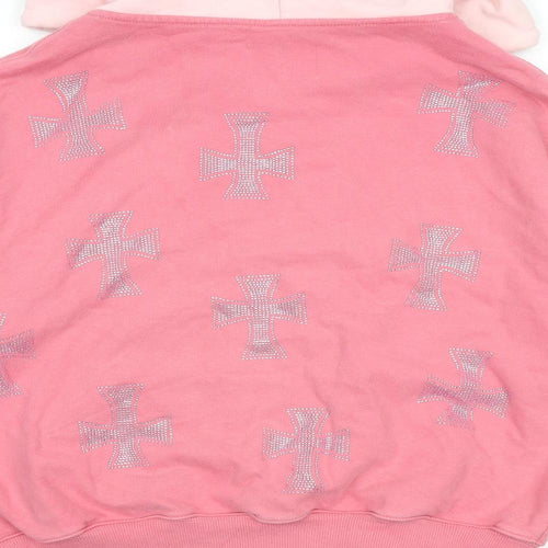 Unknown Womens Pink 100% Cotton Full Zip Hoodie Size M Zip