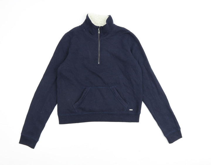 Hollister Womens Blue Cotton Pullover Sweatshirt Size XS Zip