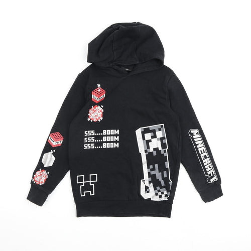 Minecraft Boys Black Cotton Pullover Hoodie Size 8-9 Years Pullover