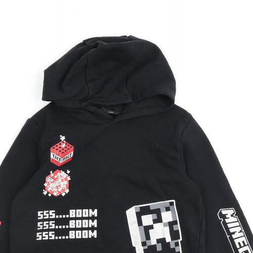 Minecraft Boys Black Cotton Pullover Hoodie Size 8-9 Years Pullover