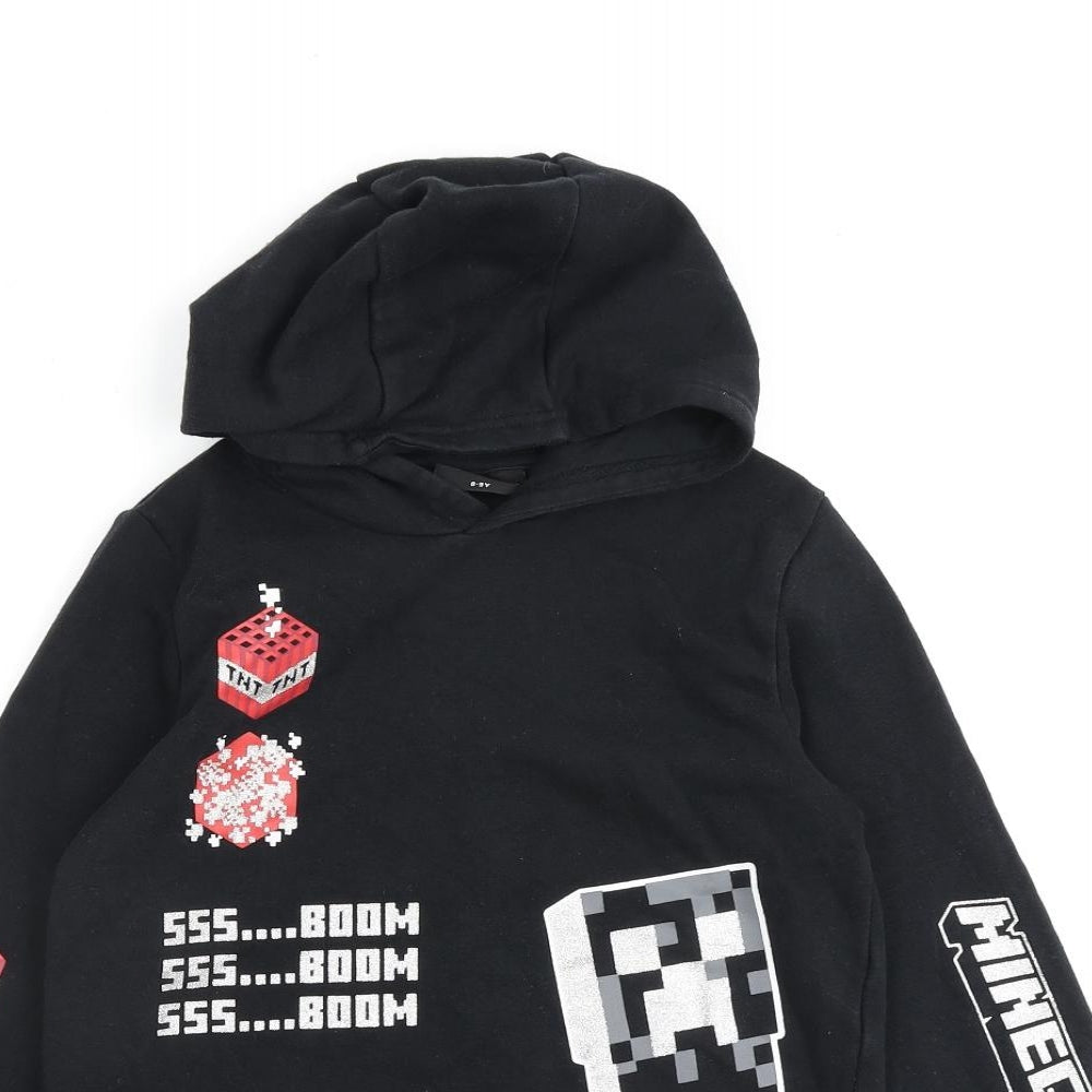 Minecraft Boys Black Cotton Pullover Hoodie Size 8-9 Years Pullover