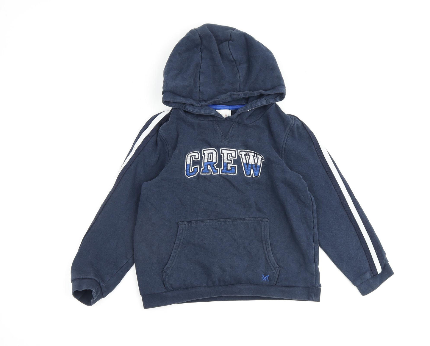 Crew Clothing Boys Blue 100% Cotton Pullover Hoodie Size 9-10 Years Pullover