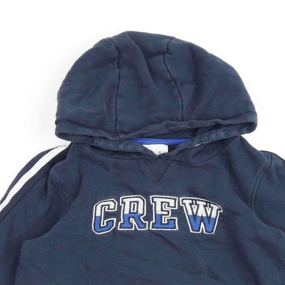Crew Clothing Boys Blue 100% Cotton Pullover Hoodie Size 9-10 Years Pullover