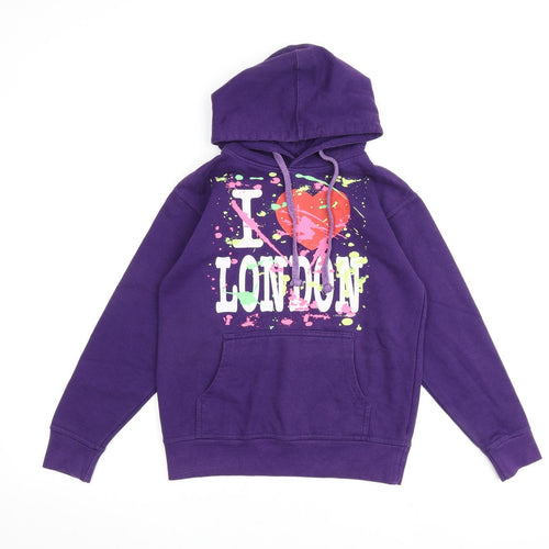 Capital London Womens Purple 100% Cotton Pullover Hoodie Size XS Pullover