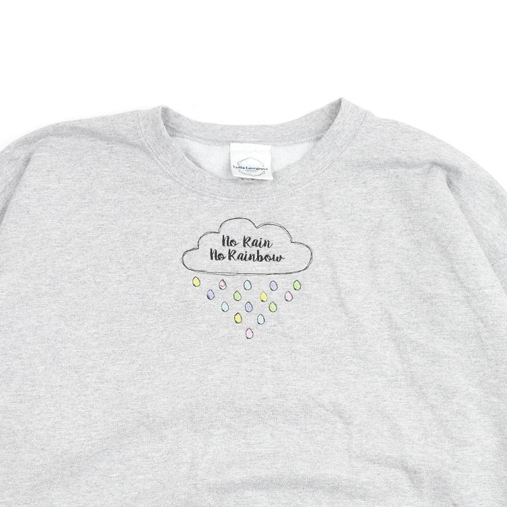 Lydia Lovegrove Womens Grey Cotton Pullover Sweatshirt Size L Pullover