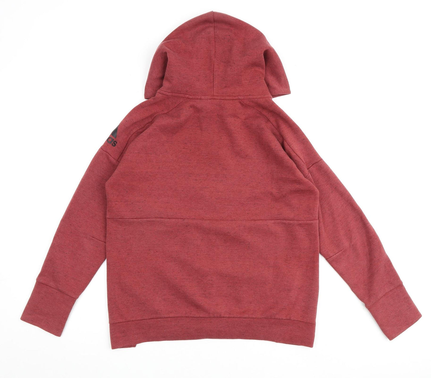 adidas Womens Red Houndstooth Cotton Full Zip Hoodie Size 8 Zip
