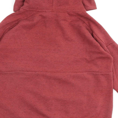 adidas Womens Red Houndstooth Cotton Full Zip Hoodie Size 8 Zip