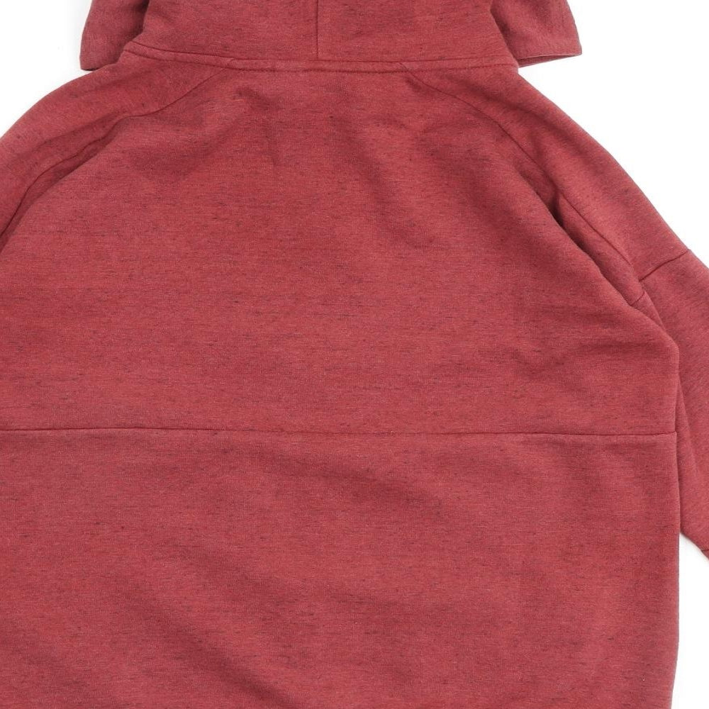 adidas Womens Red Houndstooth Cotton Full Zip Hoodie Size 8 Zip