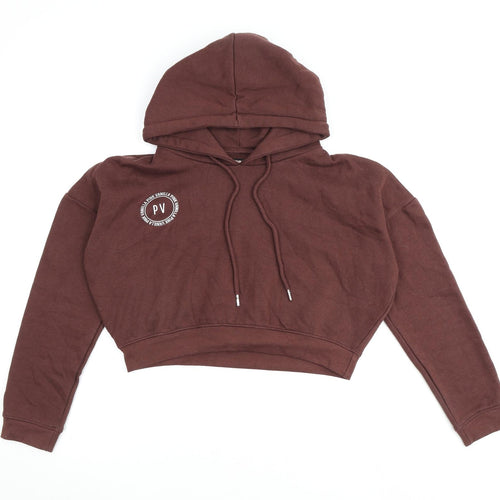 Pink Vanilla Womens Brown Cotton Pullover Hoodie Size S Pullover