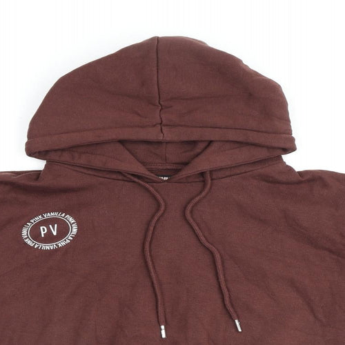 Pink Vanilla Womens Brown Cotton Pullover Hoodie Size S Pullover