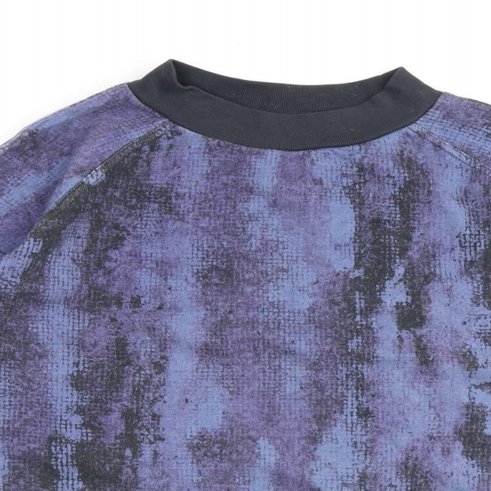 Kin Womens Blue Geometric 100% Cotton Pullover Sweatshirt Size S Pullover