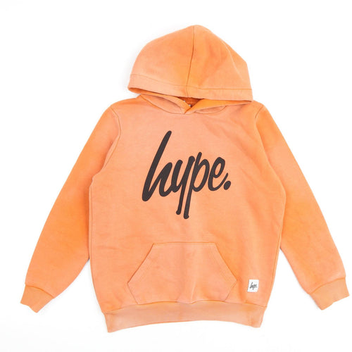 Hype Boys Orange Cotton Pullover Hoodie Size 11-12 Years Pullover