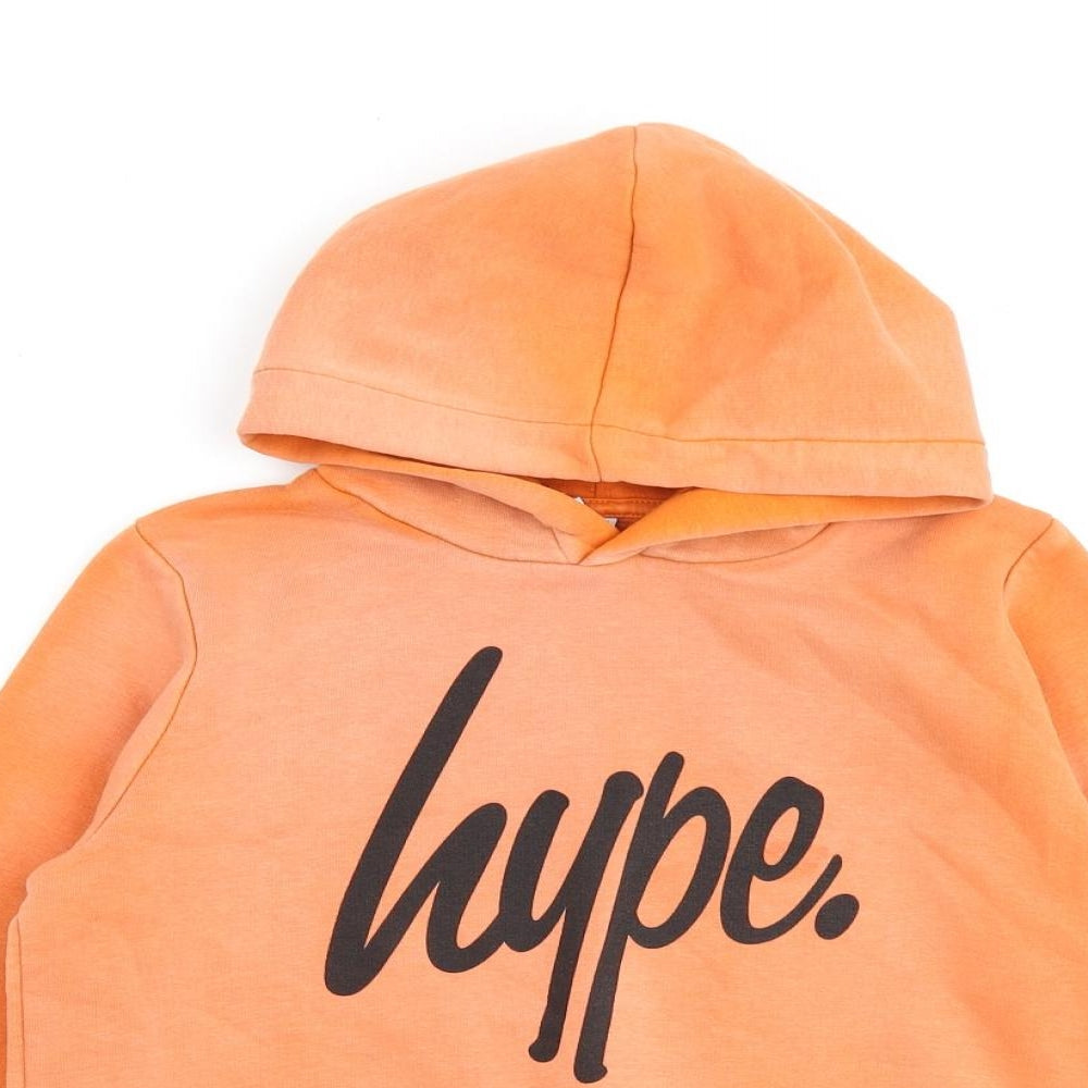 Hype Boys Orange Cotton Pullover Hoodie Size 11-12 Years Pullover