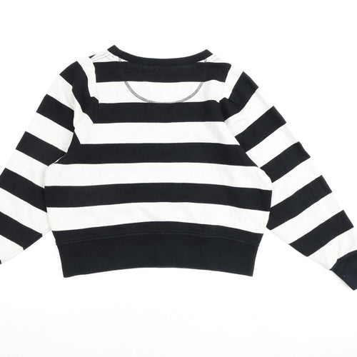 Jack Wills Womens Black Striped 100% Cotton Pullover Sweatshirt Size 10 Pullover