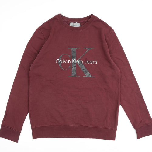 Calvin Klein Mens Red Cotton Pullover Sweatshirt Size XL