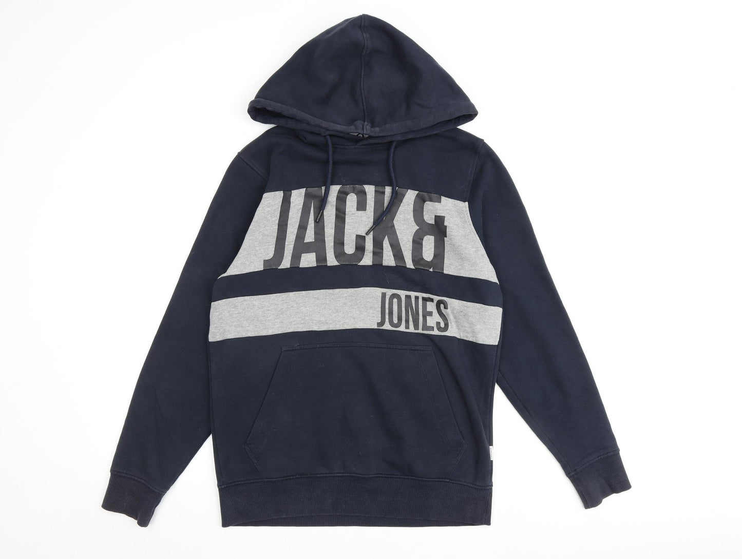JACK & JONES Mens Blue Cotton Pullover Hoodie Size M