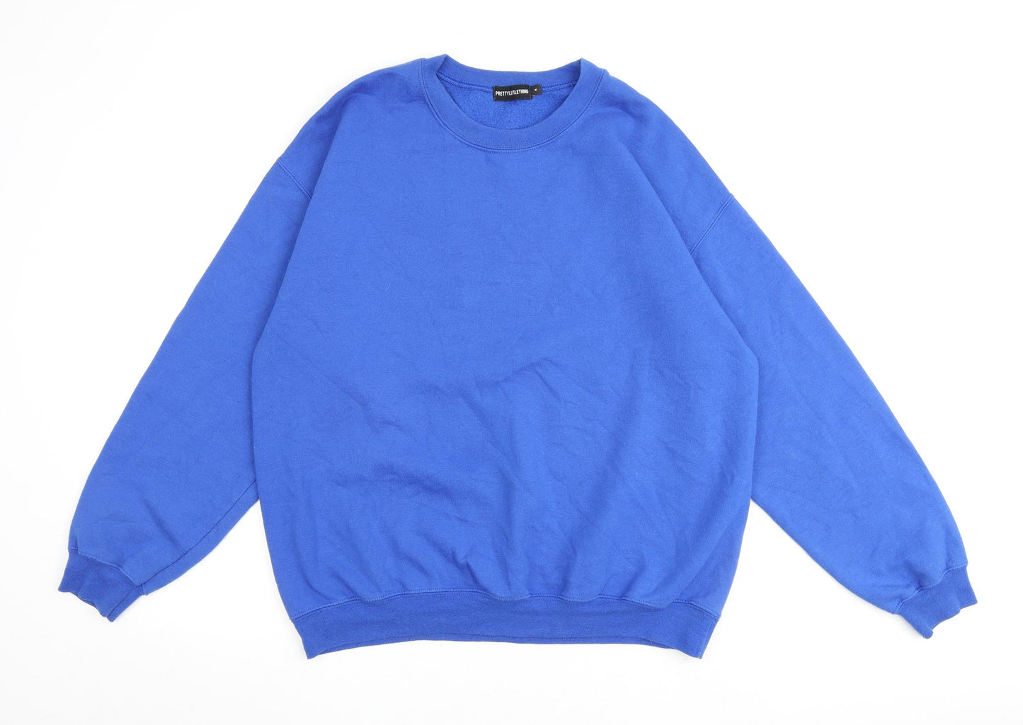 PRETTYLITTLETHING Mens Blue Polyester Pullover Sweatshirt Size M